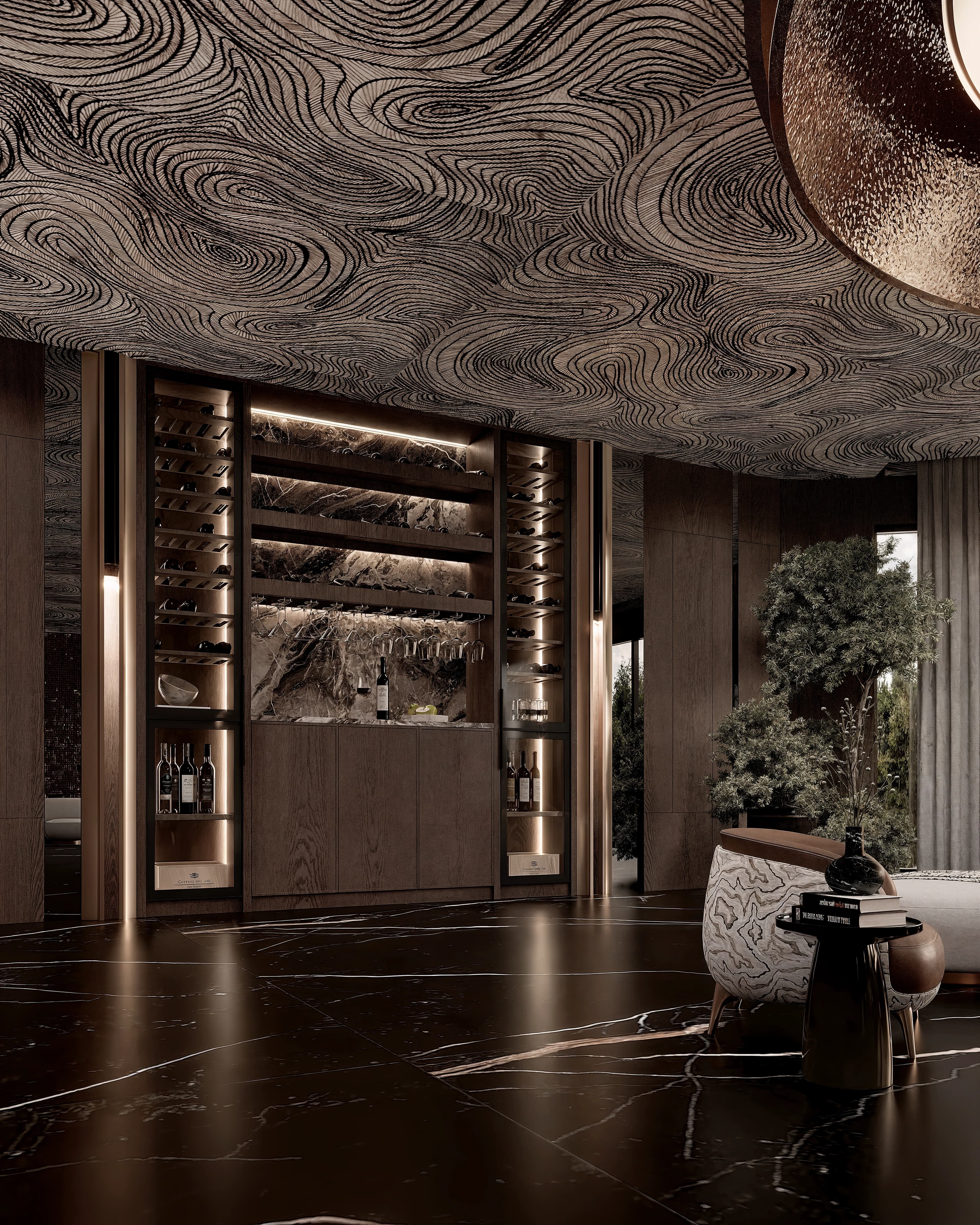 Intérieur résidentiel élégant avec design contemporain et ambiance chaleureuse