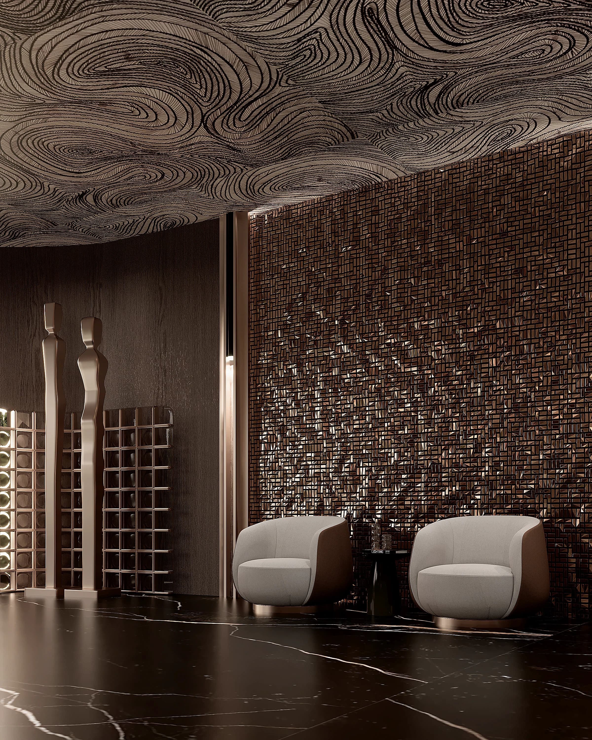 Espace de vie luxueux avec aménagement intérieur haut de gamme et décoration raffinée